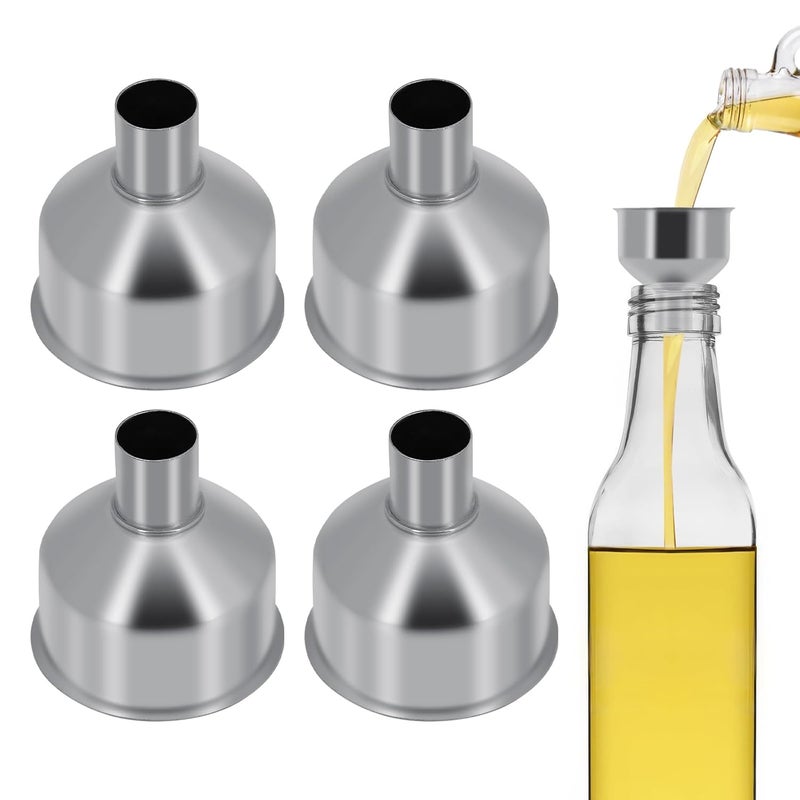 eispap 4Pcs Stainless Steel Small Funnel for Flask Small Funnels for Drinking Liquor Flask,Oil Bottle,Perfume Bottle,Amber Bottle, Spices Liquids Universal Mini Funnel Fit for 2/3" Spout (4) - Image 1